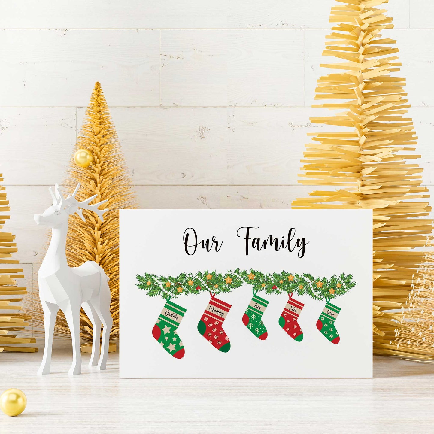 personalised family christmas print mockup frame with xmas decor