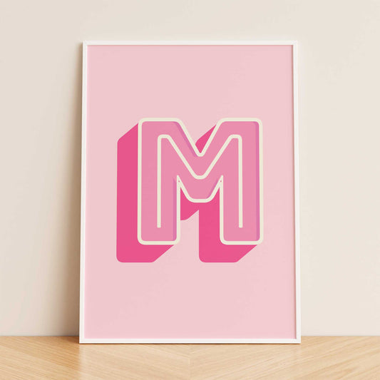 personalised letter print pink framed mockup trendy apartment