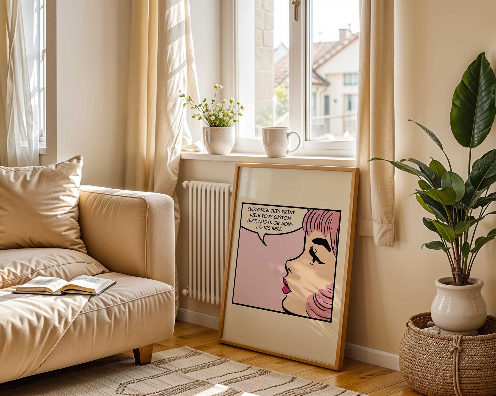 Comic Pop Art Girl | Custom Quote & Song Lyric Print
