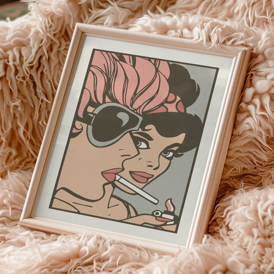 pop art comic book girls pink hue mockup pink frame on pink rug