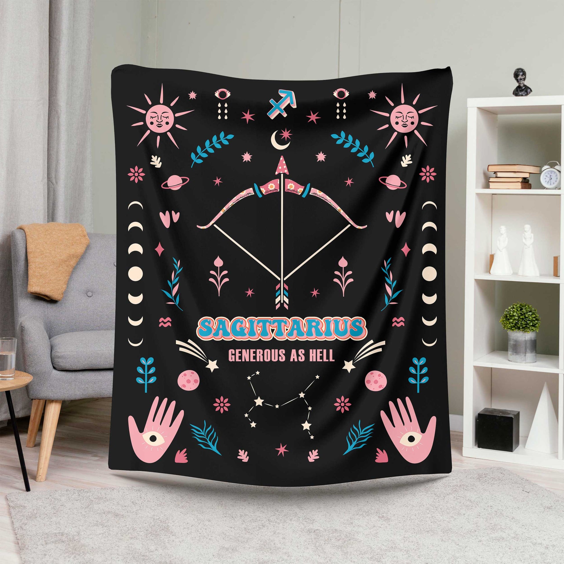 sagittarius zodiac sherpa blanket lounge