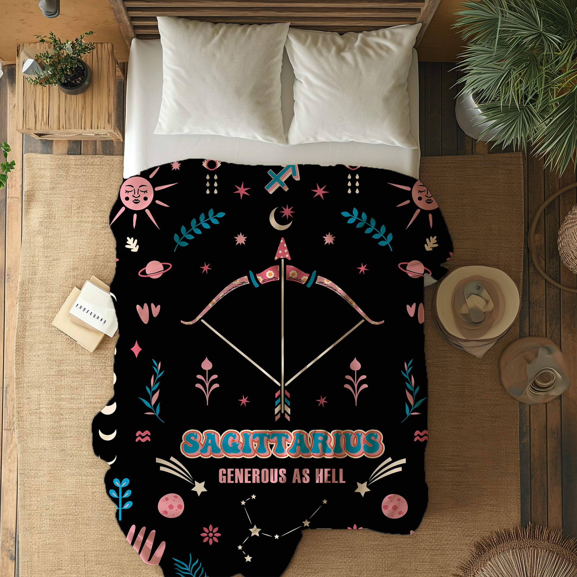 sagittarius zodiac sherpa blanket bedroom