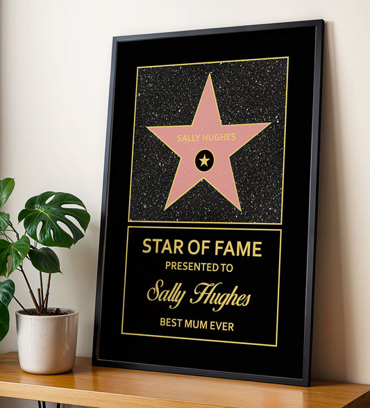 star of fame print hollywood gift framed mockup