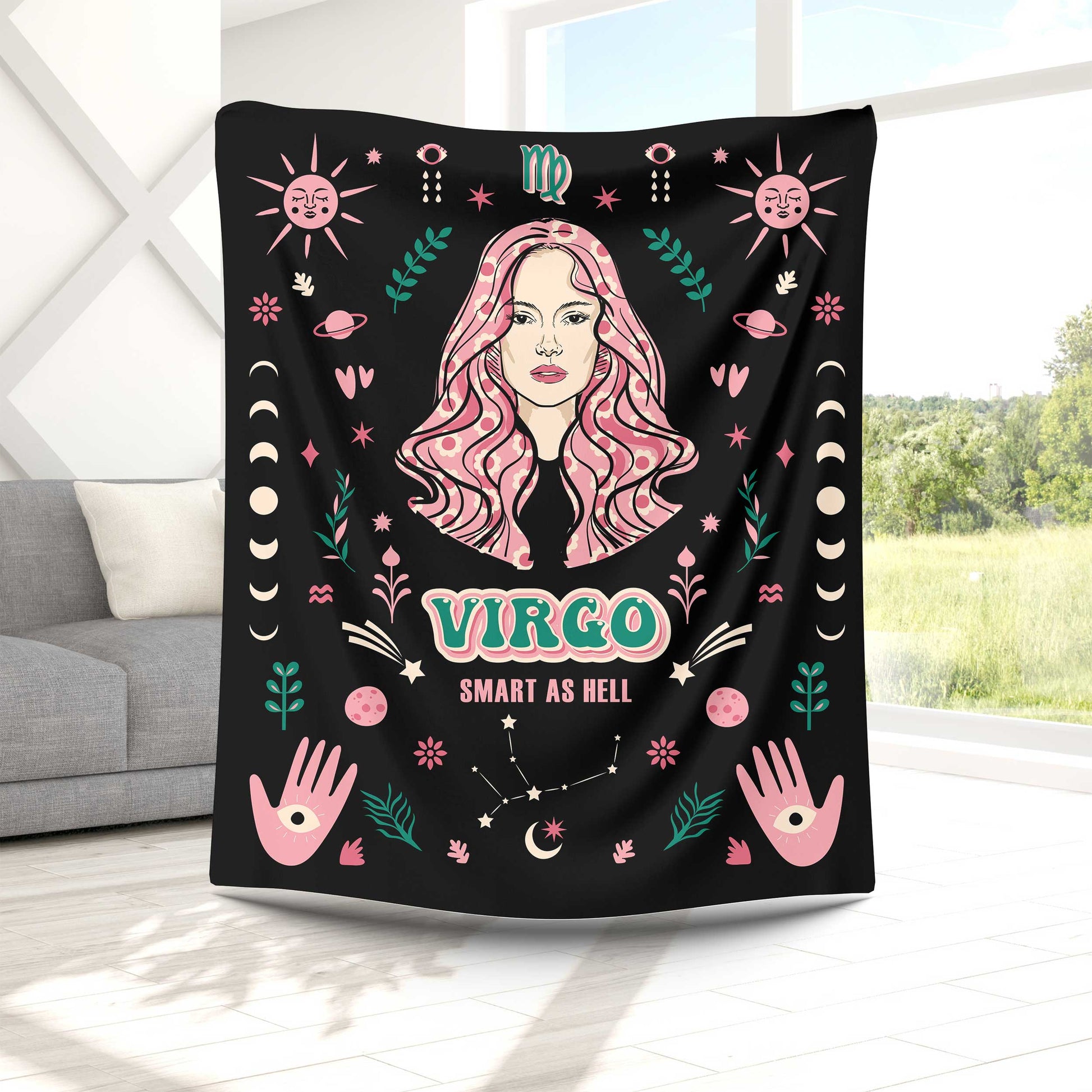 Virgo zodiac sherpa blanket lounge