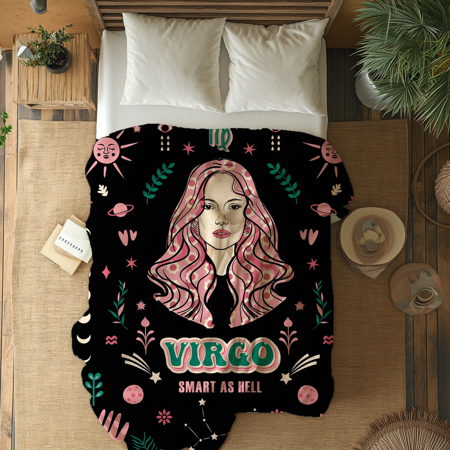 Virgo zodiac sherpa blanket lounge