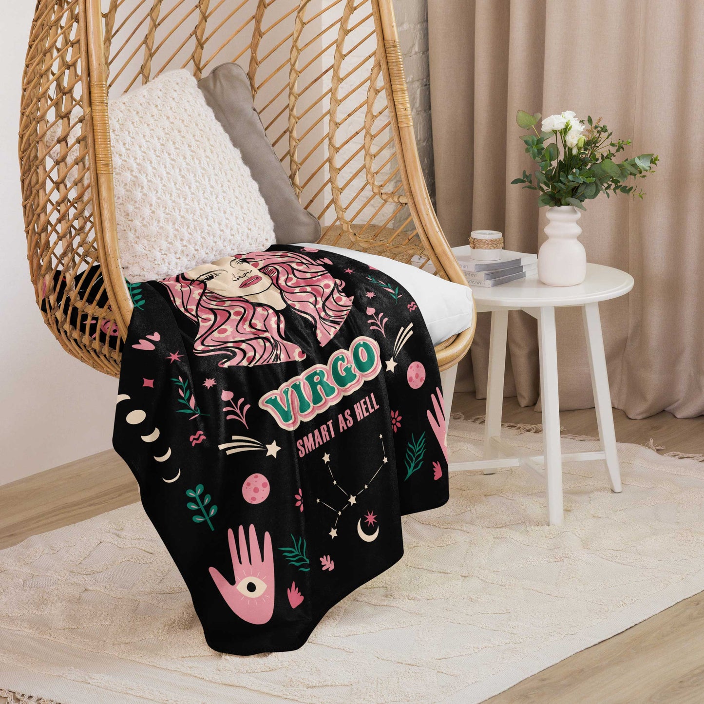 Virgo zodiac sherpa blanket lounge chair